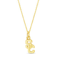 USC Trojans Gold Plated SC Interlock Small Pendant Necklace